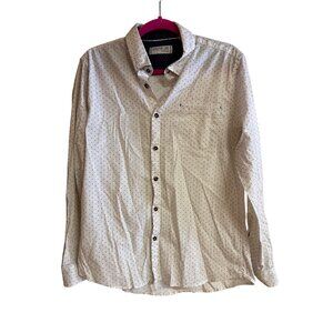 Level Ten Mens M White Button-Up Shirt With Anchor Print